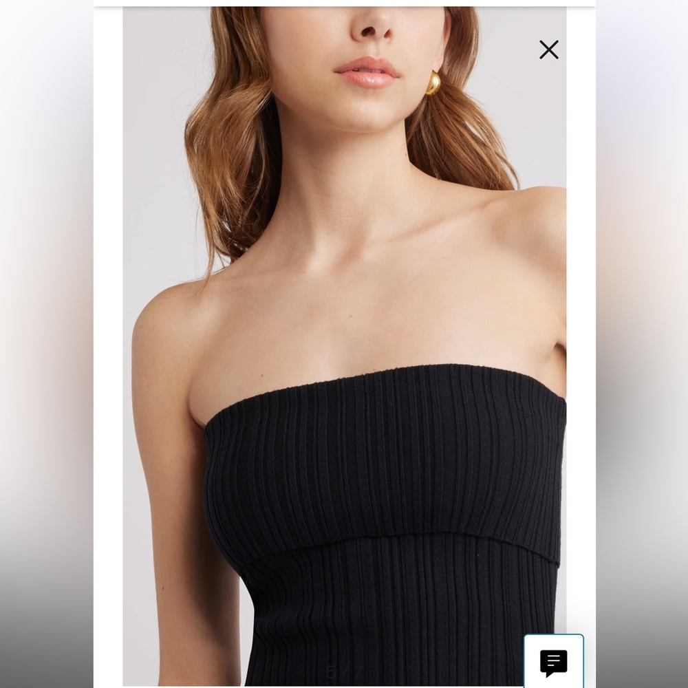 Open Edit Black Ribbed Knit Tube Top